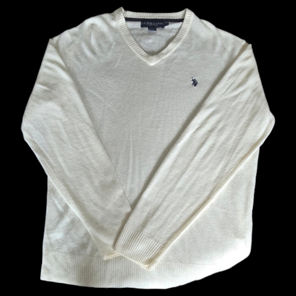 U.S. Polo Assn. Men's V-Neck Off-White Sweater